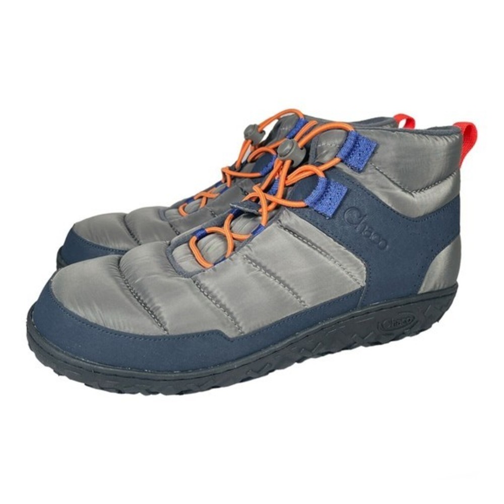 Men's Gray & Navy Outdoor Puffer Boots with Orange Laces